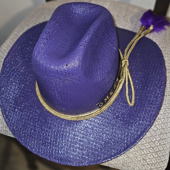 "The Purple Cowboy"Omega Men EditionPurple Men's Straw Cowboy hat with gold - Picture 7 of 12